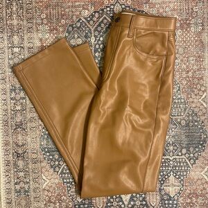 Abercrombie 90s Ultra High Rise Brown Leather Pants